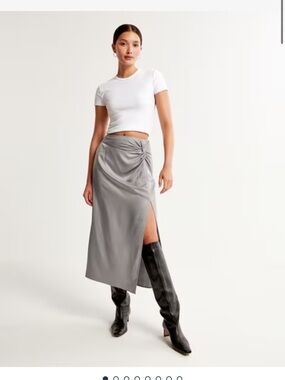 NWT Abercrombie & Fitch Knotted Elevated Satin Midi Skirt